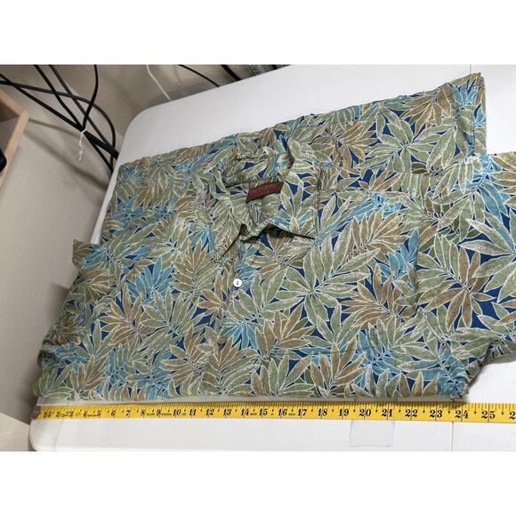 Tori Richard Shirt Mens Large Green Button Up 100% Cotton Hawaiian Tropical - Picture 7 of 8